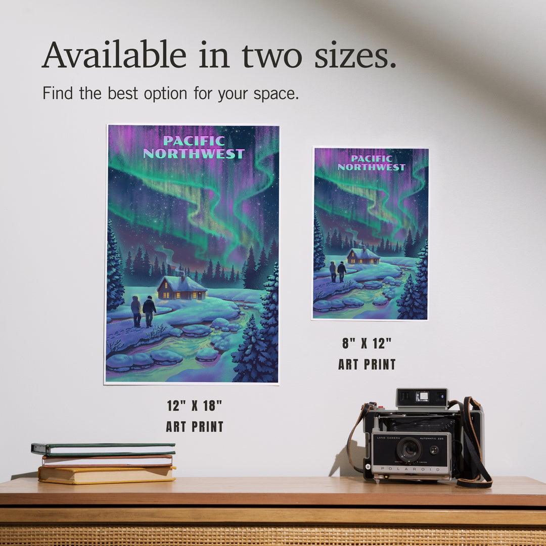 Pacific Northwest, Northern Lights and Cabin, Art & Giclee Prints