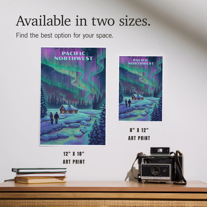 Pacific Northwest, Northern Lights and Cabin, Art & Giclee Prints