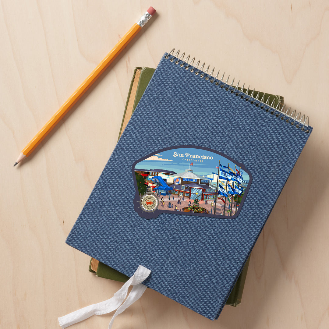 San Francisco, California, Painterly, Fisherman's Wharf, Vinyl Sticker