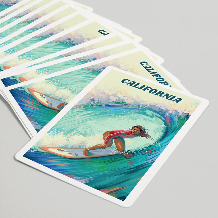 Playing Cards, California, Vitamin Sea, Coastal Series, Surfer Girl, 52 Card Deck with Jokers in Box, Unique Art