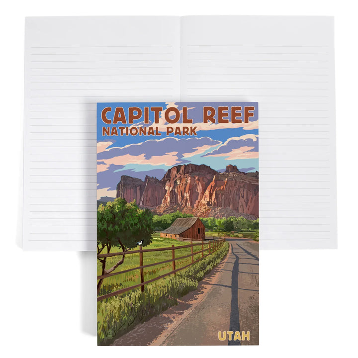 Lined 6x9 Journal, Capitol Reef National Park, Utah, Barn View, Painterly Series, Lay Flat, 193 Pages, FSC paper