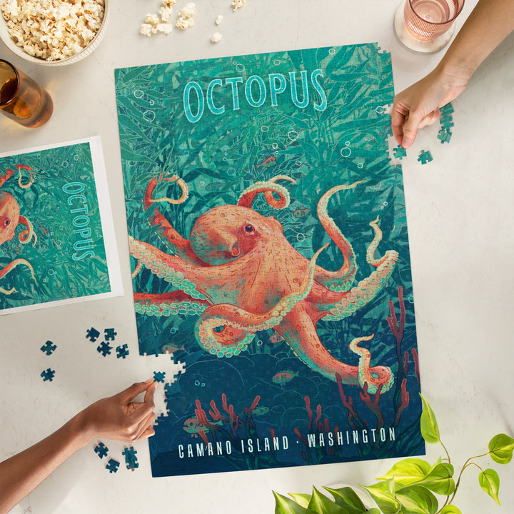 Camano Island, Washington, Fluid Linework, Octopus, 1000 Piece Jigsaw Puzzle