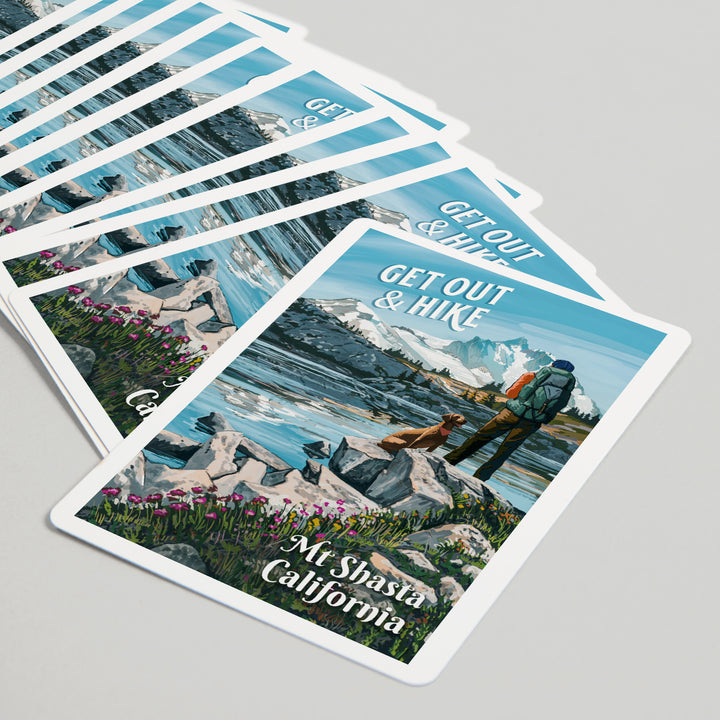 Playing Cards, Mt Shasta, California, Get Out and Hike, 52 Card Deck with Jokers in Box, Unique Art