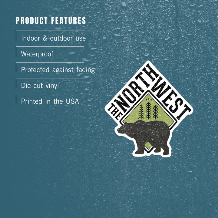 The Northwest, Bear, Contour, Lantern Press Artwork, Vinyl Sticker