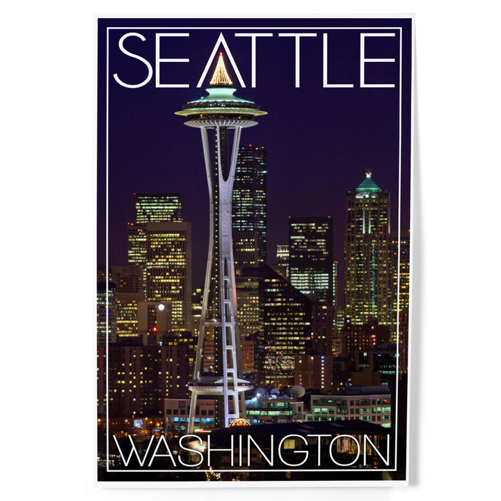 Seattle, Washington, Space Needle Christmas at Night, Art & Giclee Prints