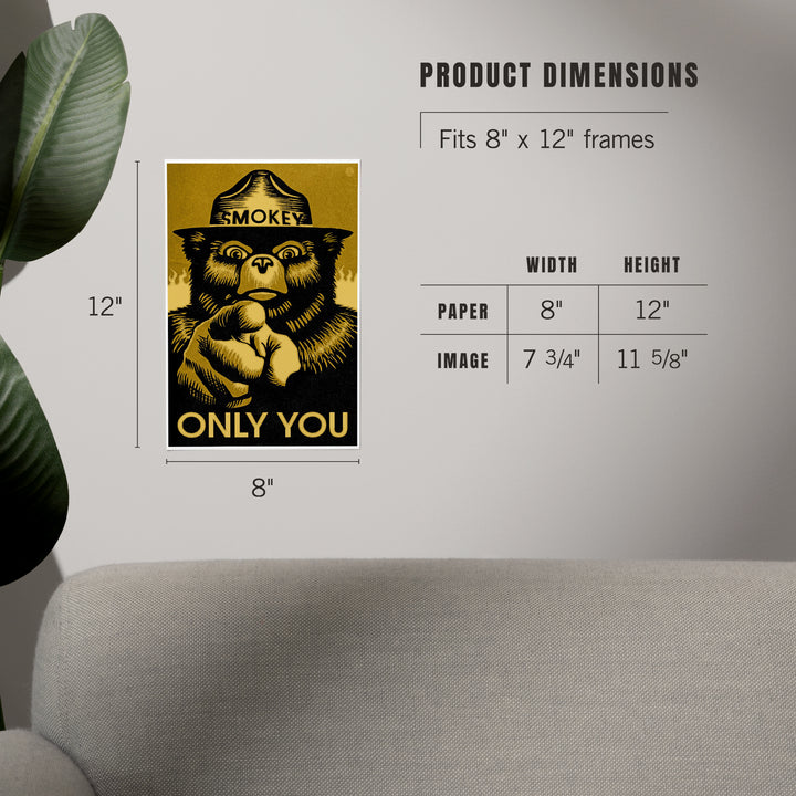 Smokey Bear, Only You, Halftone Yellow, Officially Licensed, Art & Giclee Prints