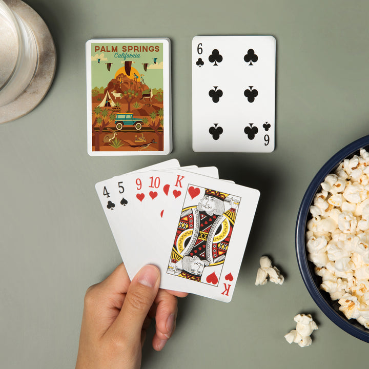 Playing Cards, Palm Springs, California, Geometric Series, 52 Card Deck with Jokers in Box, Unique Art
