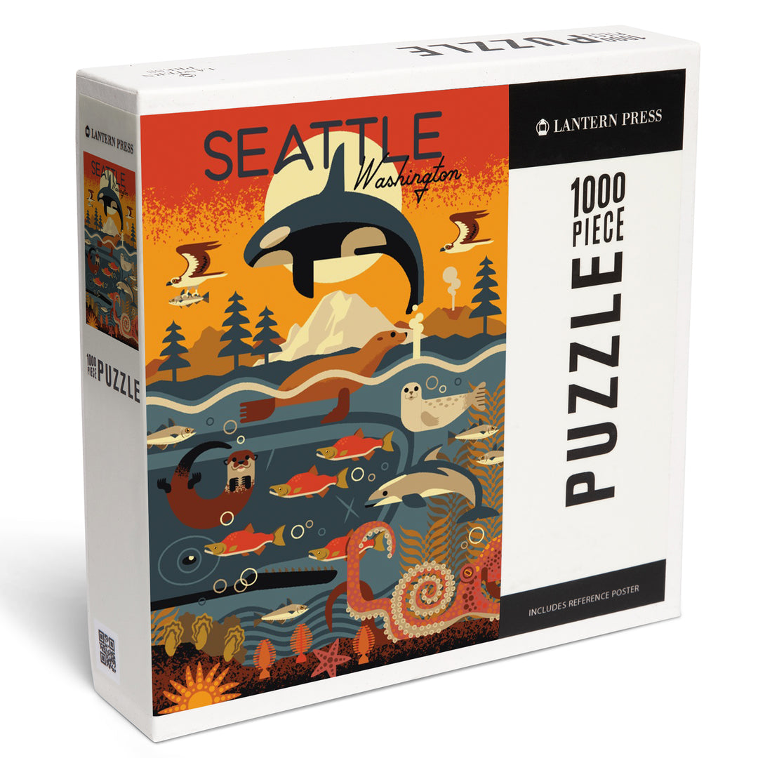 Seattle, Washington, Marine Animals, Geometric, Jigsaw Puzzle