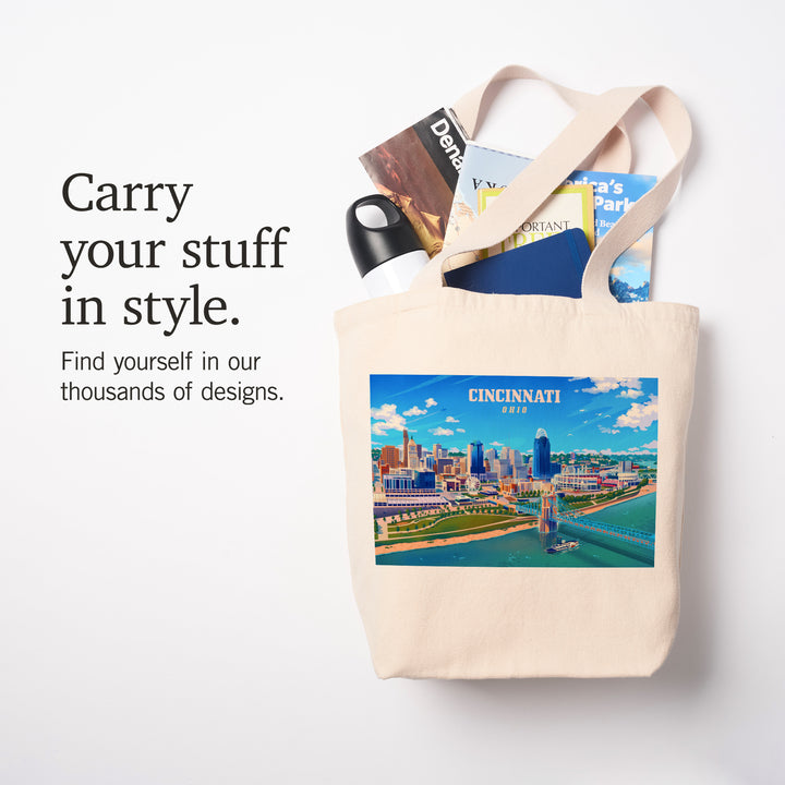 Cincinnati, Ohio, Lithograph City Series, Tote Bag