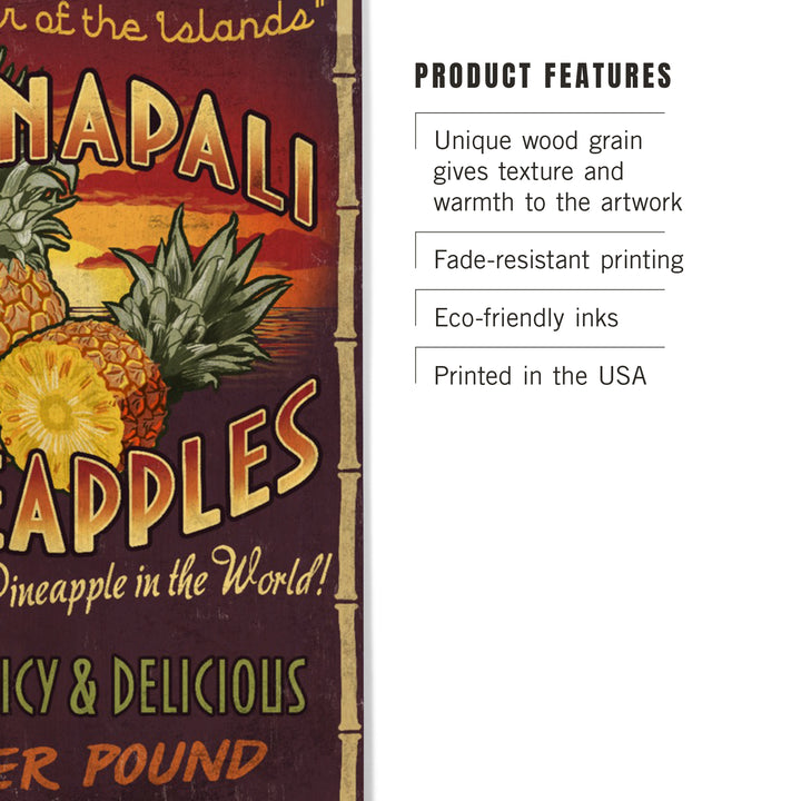Kaanapali, Hawaii, Pineapple Vintage Sign, Wood Sign and Postcards