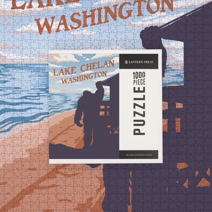 Lake Chelan, Washington, Bigfoot WPA Style, Jigsaw Puzzle