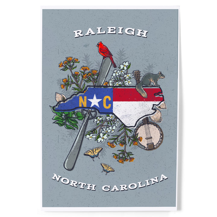 Raleigh, North Carolina, State Treasure Trove, Art & Giclee Prints