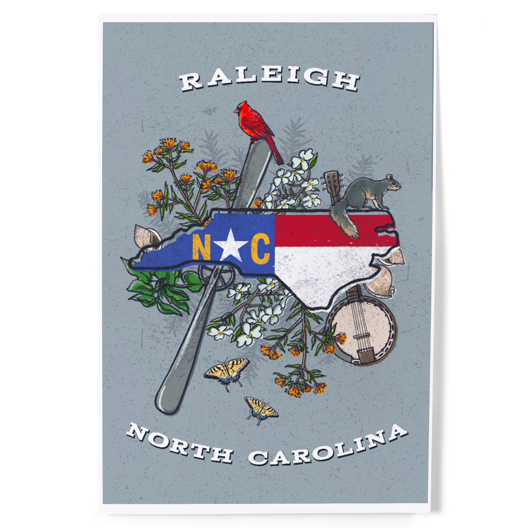 Raleigh, North Carolina, State Treasure Trove, Art & Giclee Prints