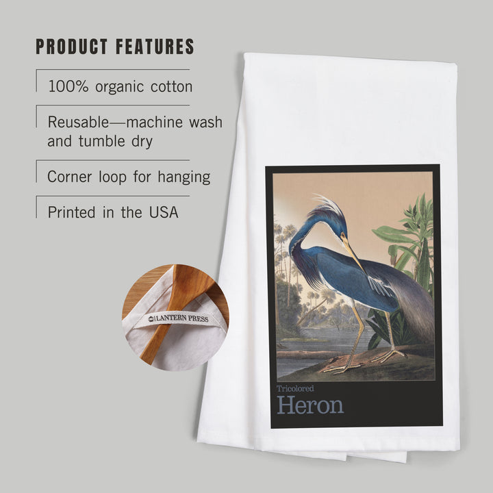 Audubon Birds of North America, Heron, Organic Cotton Kitchen Tea Towels