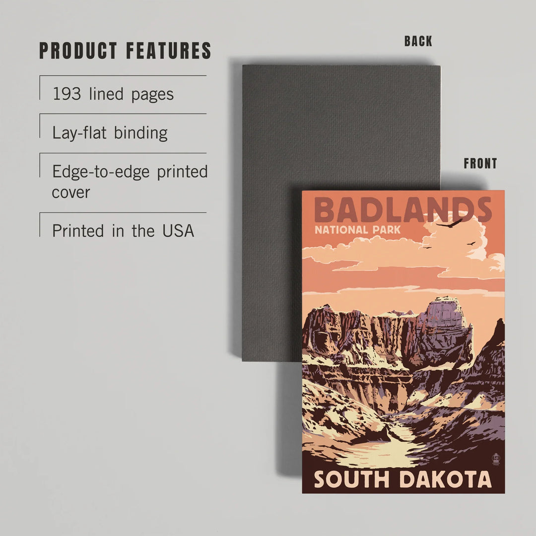 Lined 6x9 Journal, Badlands National Park, South Dakota, Castle Rock, Lay Flat, 193 Pages, FSC paper