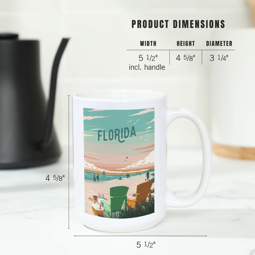 Florida, Bottle This Moment, Beach Chairs, Ceramic Mug