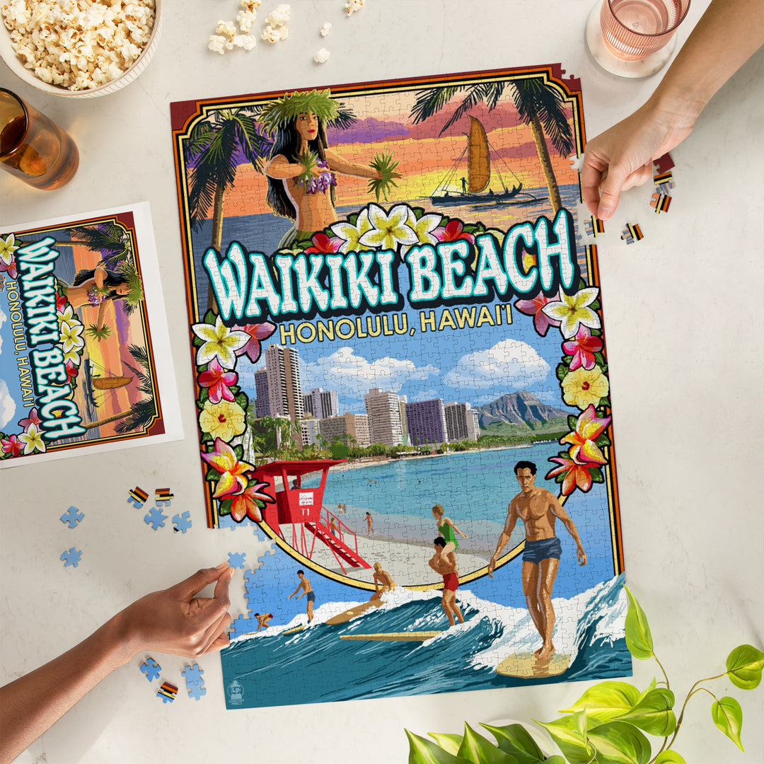 Waikiki Beach, Oahu, Hawaii, Scenes, Jigsaw Puzzle