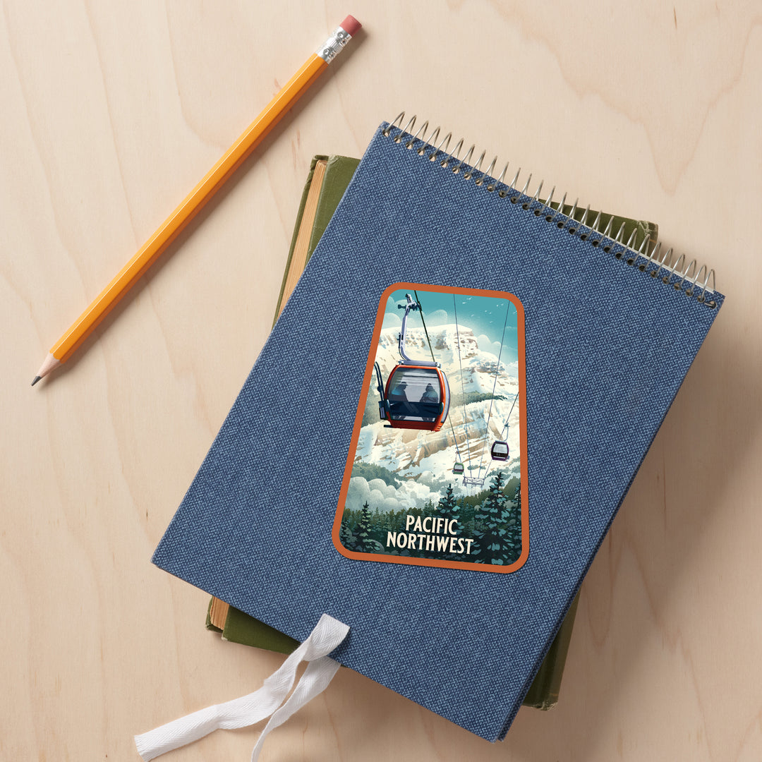 Pacific Northwest, Lithograph, Gondola, Orange, Vinyl Sticker