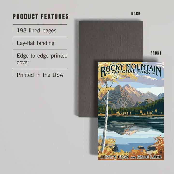 Lined 6x9 Journal, Rocky Mountain National Park, Colorado, Longs Peak and Bear Lake Fall, Lay Flat, 193 Pages, FSC paper