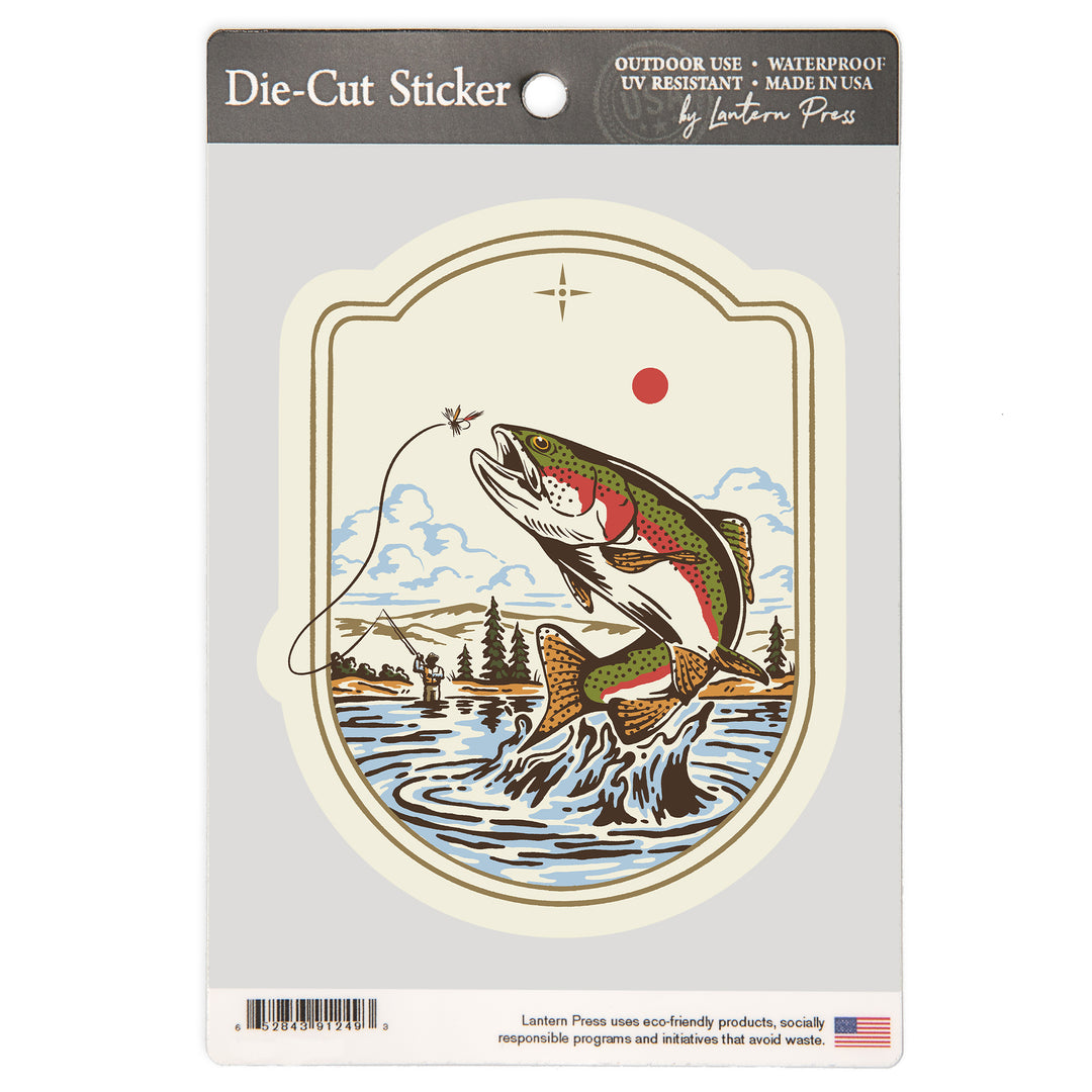 Vintage Linework, Trout Fishing, Vinyl Sticker
