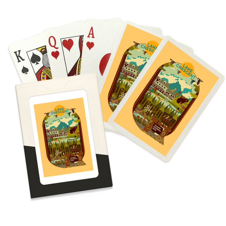 Playing Cards, Lake Crescent, Olympic National Park, Washington, Geometric Series, 52 Card Deck with Jokers in Box, Unique Art