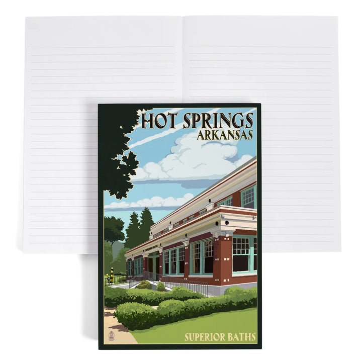 Lined 6x9 Journal, Hot Springs National Park, Arkansas, Superior Baths, Lay Flat, 193 Pages, FSC paper