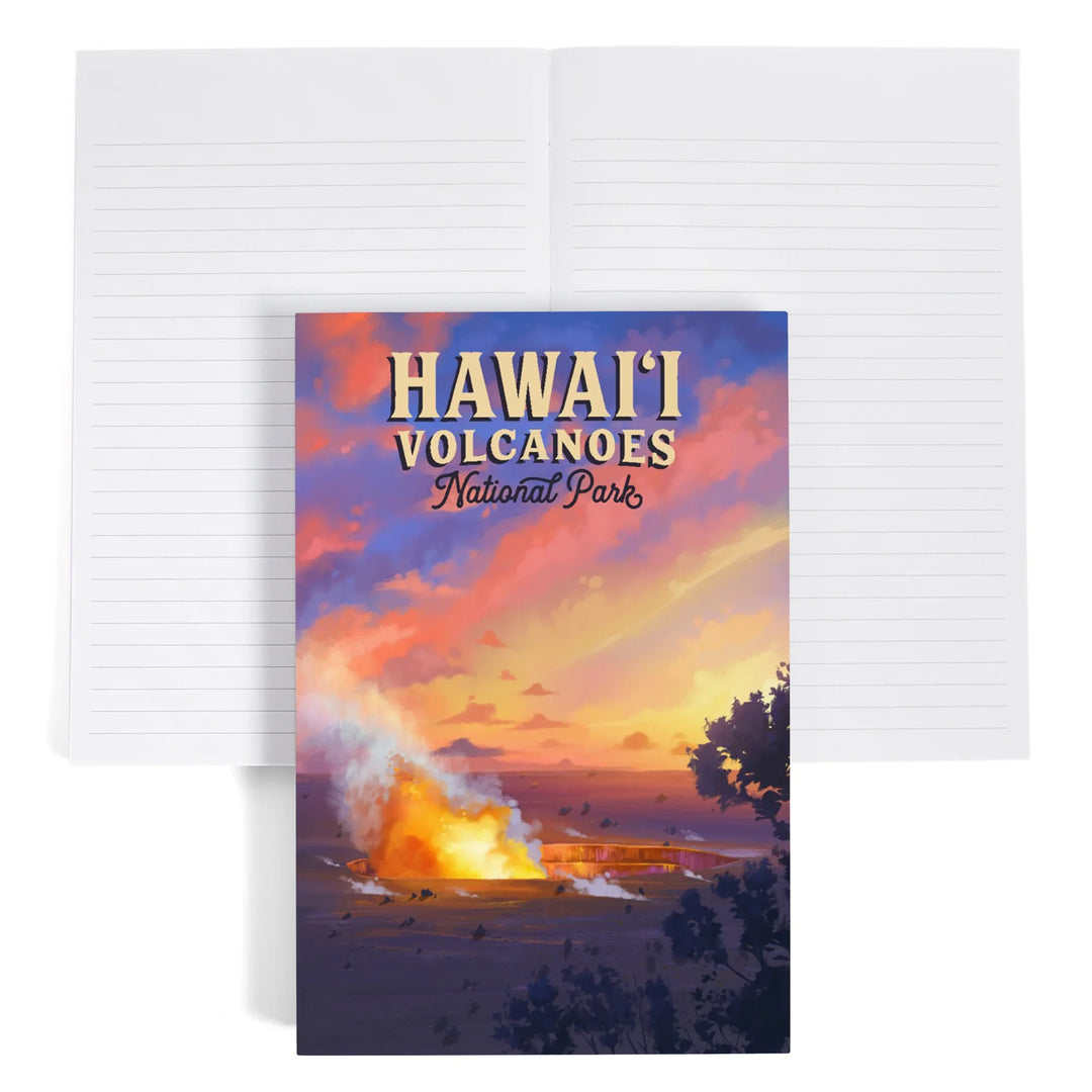 Lined 6x9 Journal, Hawai‘i Volcanoes National Park, Hawaii, Oil Painting, Lay Flat, 193 Pages, FSC paper