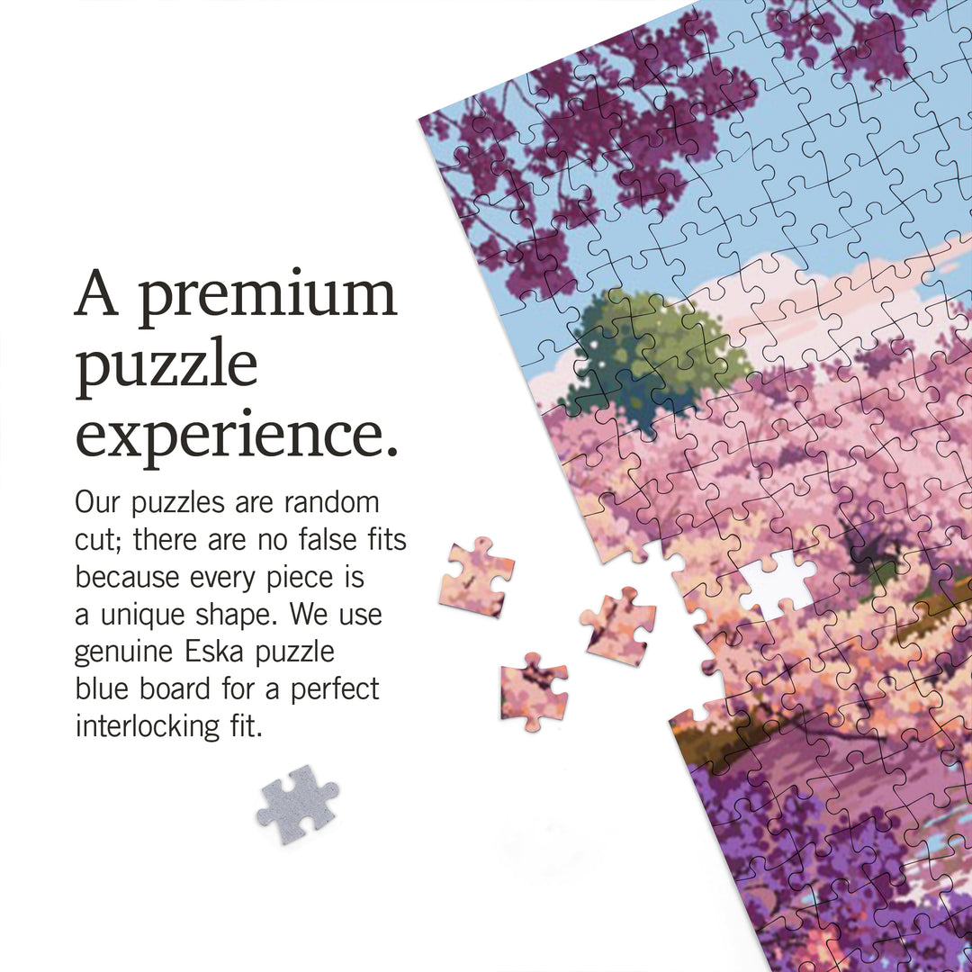 Washington, DC, Painterly, Cherry Blossoms, Reflection, 1000 Piece Jigsaw Puzzle