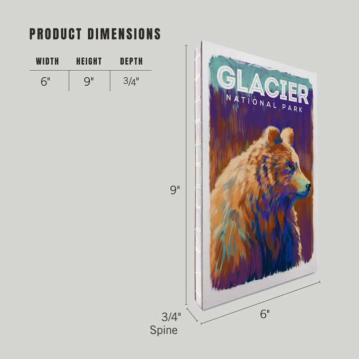 Lined 6x9 Journal, Glacier National Park, Montana, Vivid Grizzly Bear, Lay Flat, 193 Pages, FSC paper