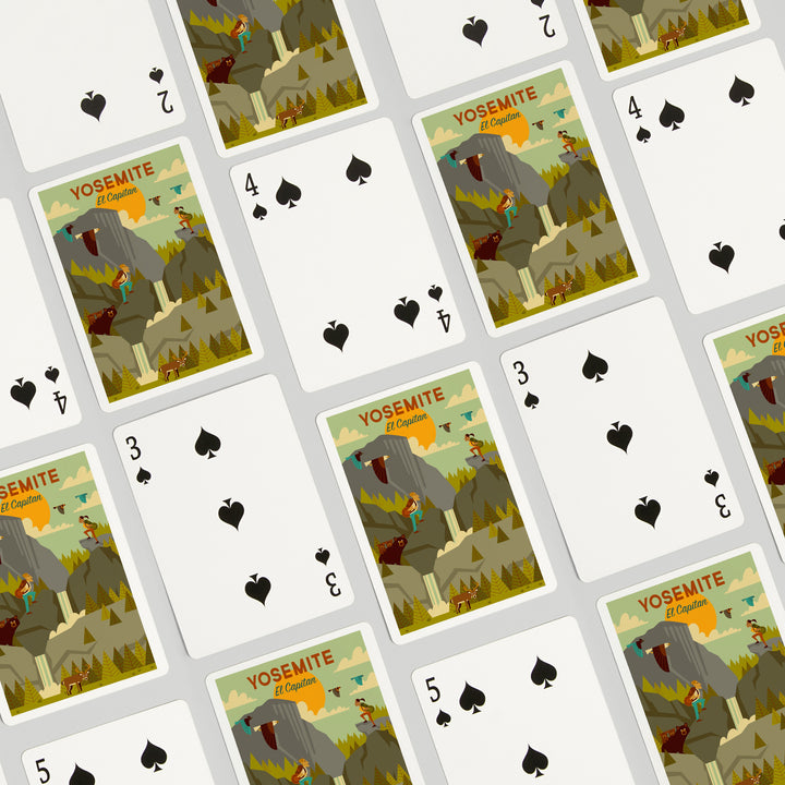 Playing Cards, Yosemite National Park, California, El Capitan, Geometric National Park Series, 52 Card Deck with Jokers in Box, Unique Art