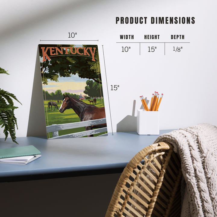 Kentucky, Thoroughbred Horses Farm Scene, Wood Sign and Postcards