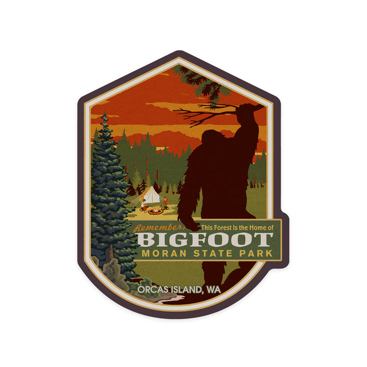 Orcas Island, Washington, Moran State Park, Home of Bigfoot, Contour, Vinyl Sticker
