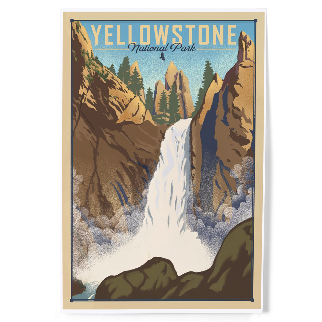 Yellowstone National Park, Wyoming, Tower Falls, Lithograph National Park Series, Art & Giclee Prints