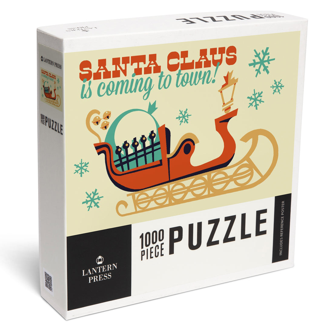 Santa Sleigh, Retro Christmas, 1000 Piece Jigsaw Puzzle
