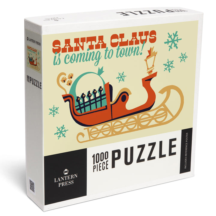 Santa Sleigh, Retro Christmas, 1000 Piece Jigsaw Puzzle