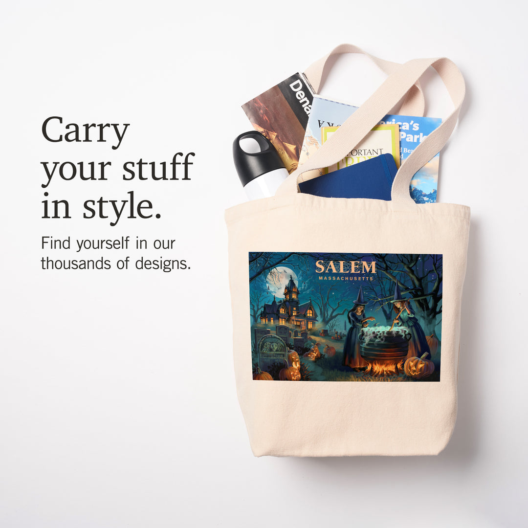 Salem, Massachusetts, Lithograph, Cemetery, Tote Bag