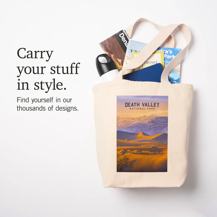 Death Valley National Park, California, Sand Dune Sunset, Oil Painting, Tote Bag