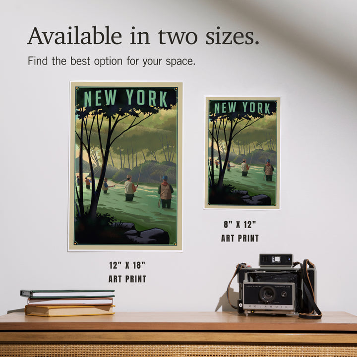 New York, Fishing, Lithograph, Art & Giclee Prints