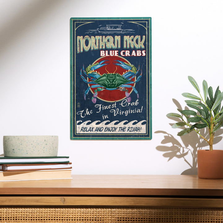 Northern Neck, Virginia, Blue Crab Vintage 52777, Wood Sign and Postcards