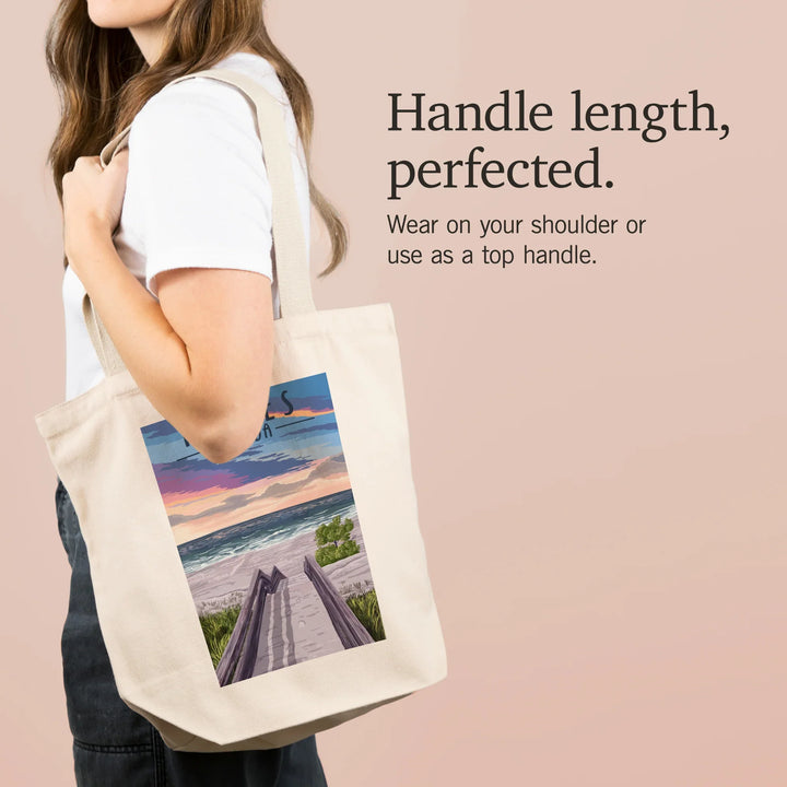 Naples, Florida, Beach Boardwalk Scene, Tote Bag