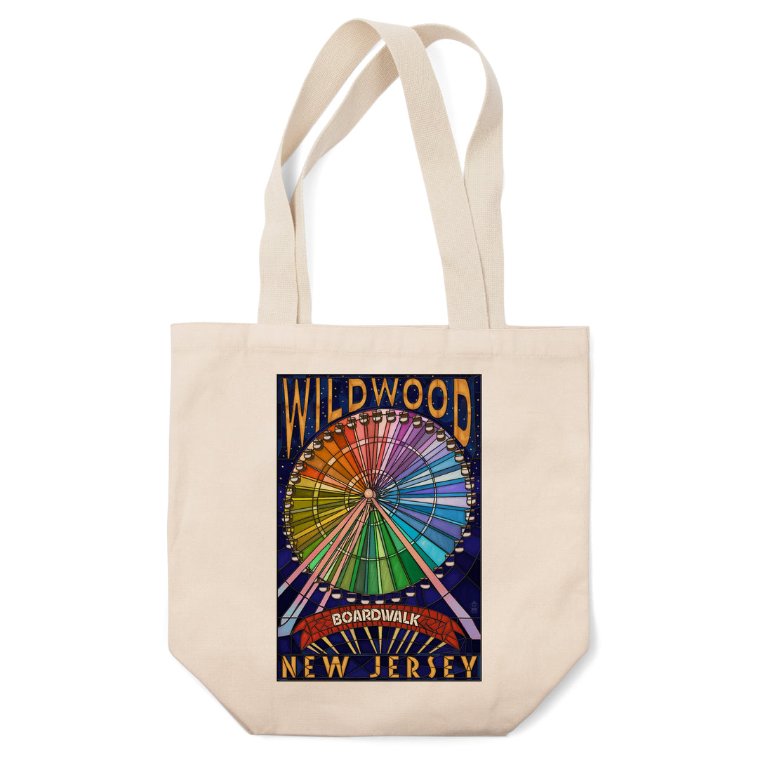 Wildwood, New Jersey, Boardwalk Ferris Wheel, Lantern Press Artwork, Tote Bag
