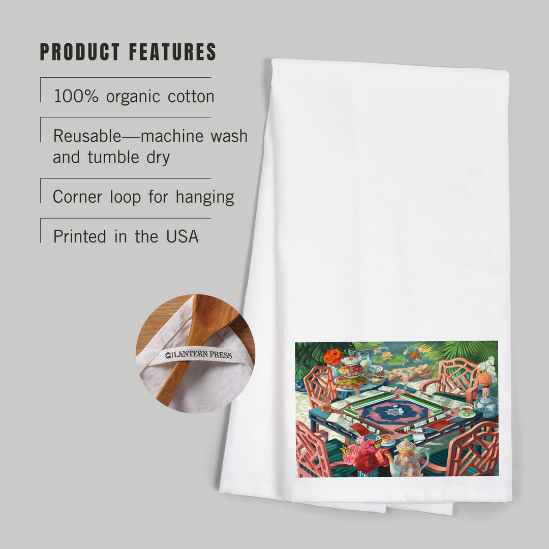 Oil Painting, Mahjong Life, Organic Cotton Kitchen Tea Towels