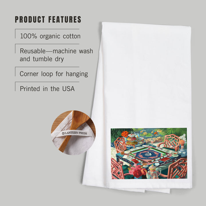 Oil Painting, Mahjong Life, Organic Cotton Kitchen Tea Towels
