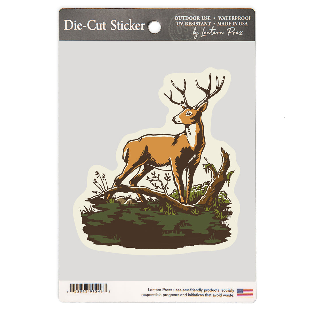 Vintage Linework, Whitetail Deer, Vinyl Sticker
