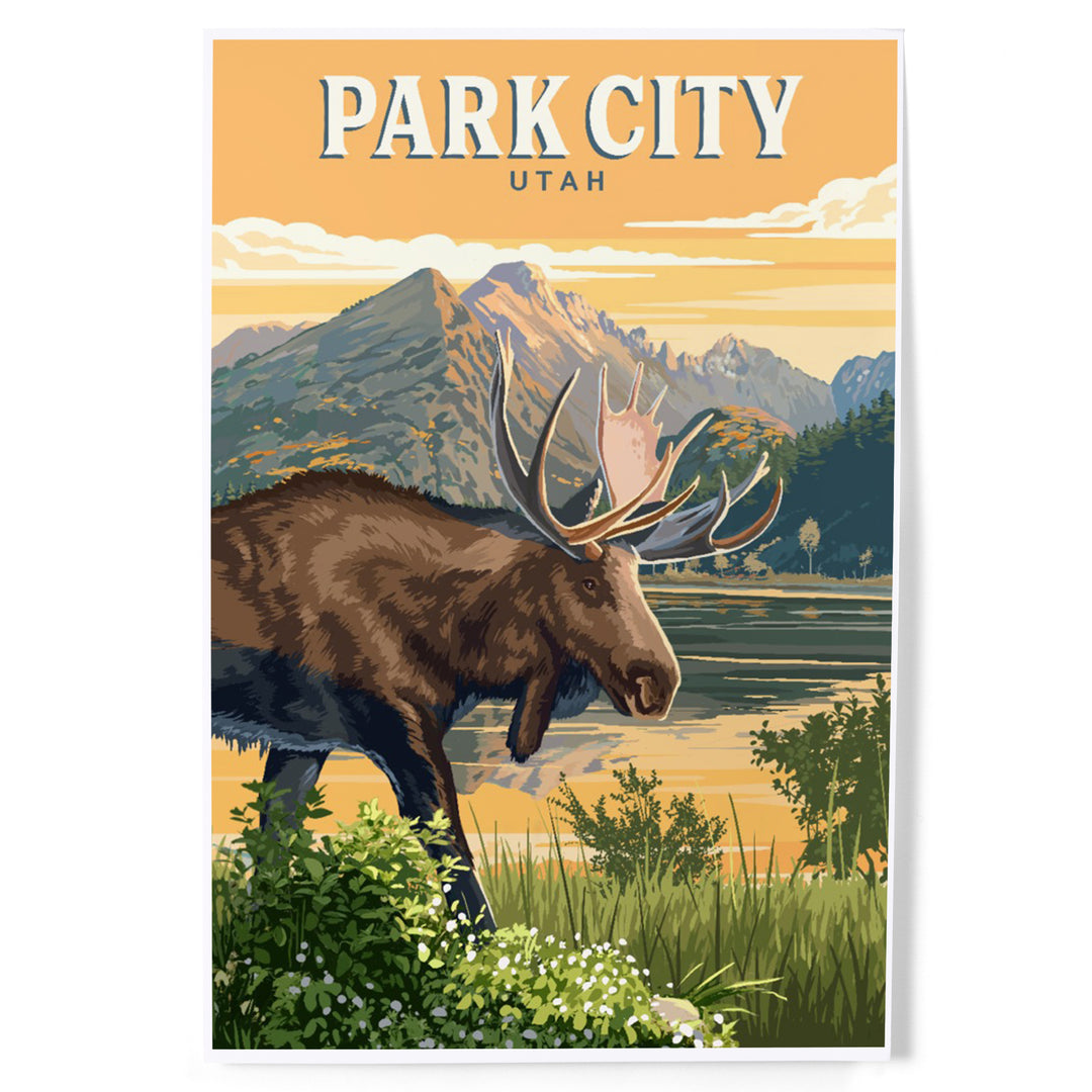 Park City, Utah, Painterly, Moose, Art & Giclee Prints