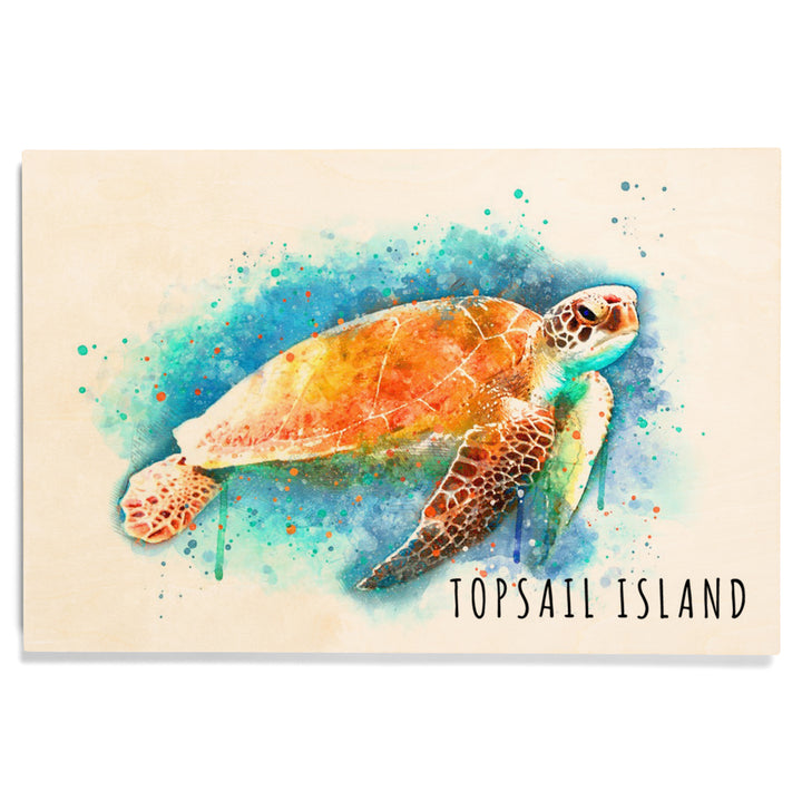 Topsail Island, North Carolina, Sea Turtle, Watercolor, Lantern Press Artwork, Wood Signs and Postcards