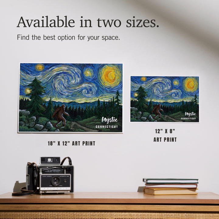 Mystic, Connecticut, Starry Night, Bigfoot, Art & Giclee Prints