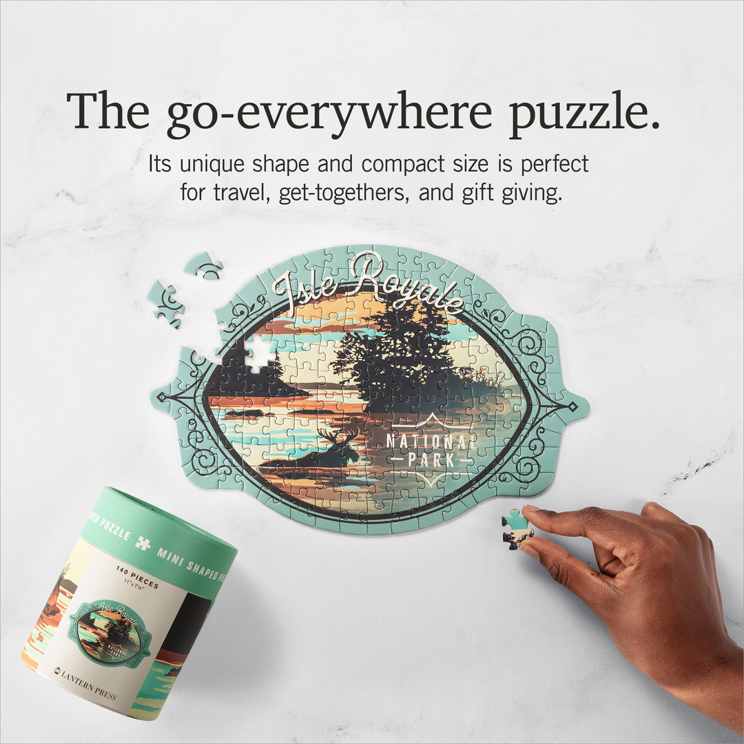 Lantern Press Mini Shaped Adult Jigsaw Puzzle, Protect Our National Parks (Isle Royale)