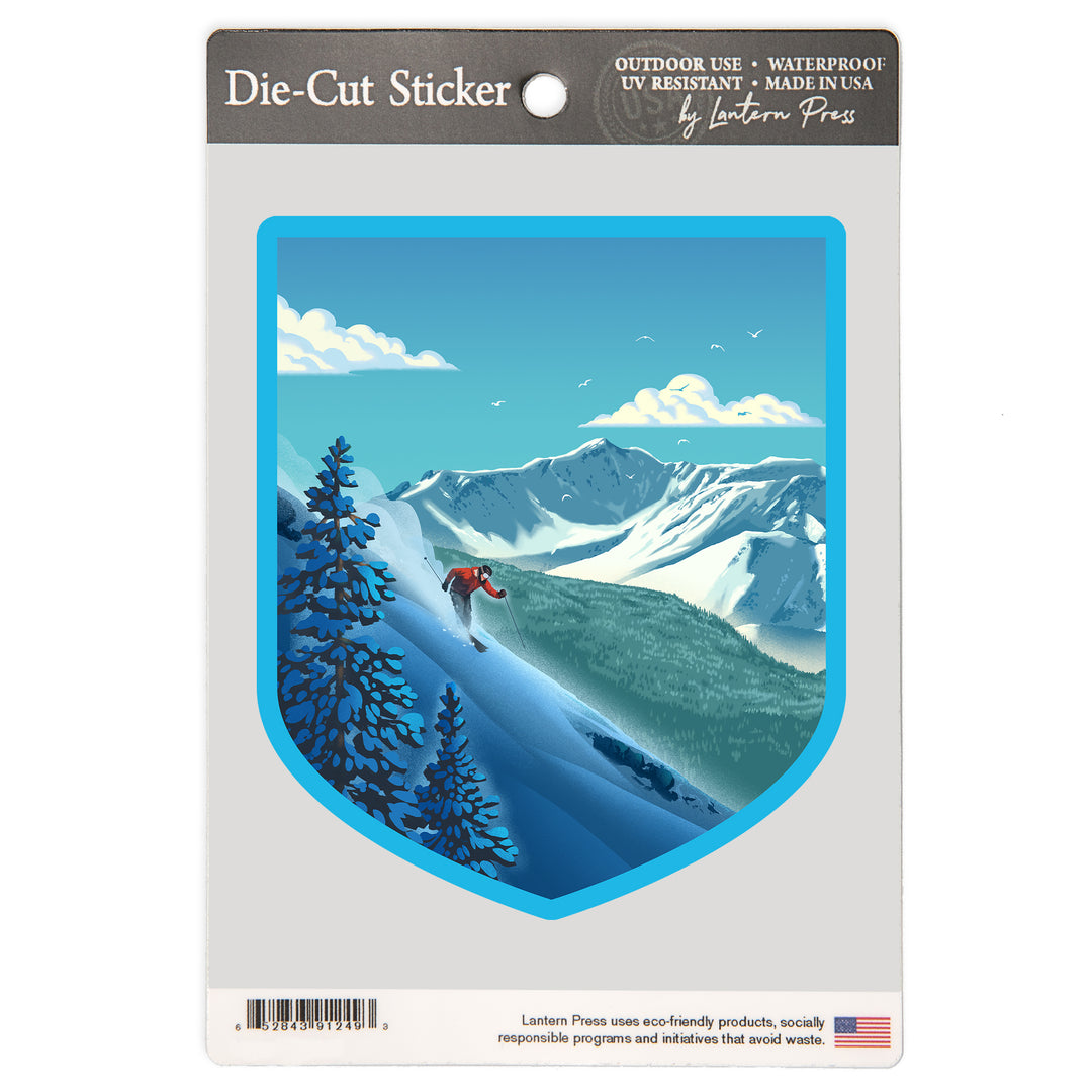 Lithograph, Downhill Skier, Vinyl Sticker