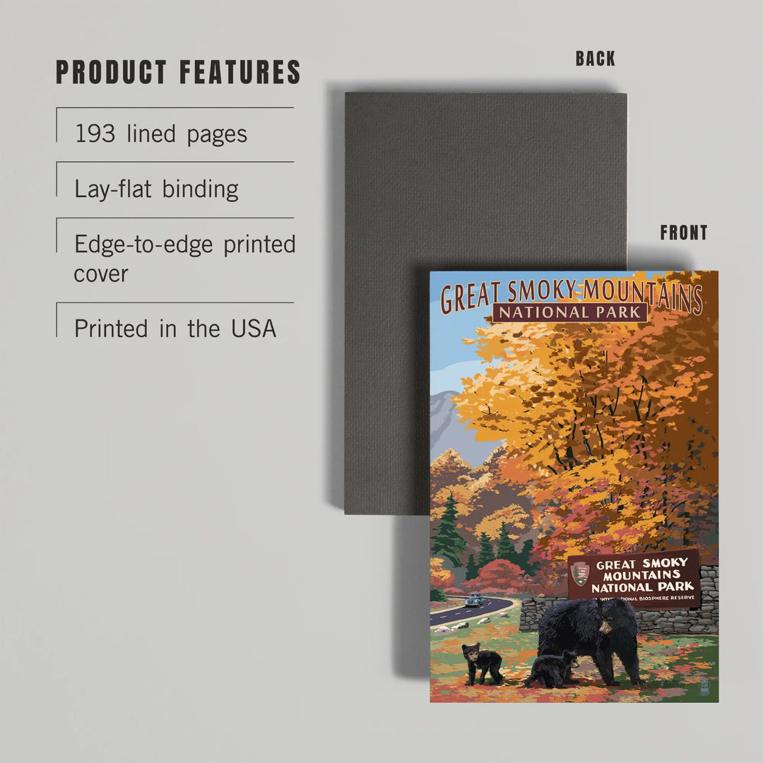 Lined 6x9 Journal, Great Smoky Mountains National Park, Park Entrance and Bear Family Press, Lay Flat, 193 Pages, FSC paper